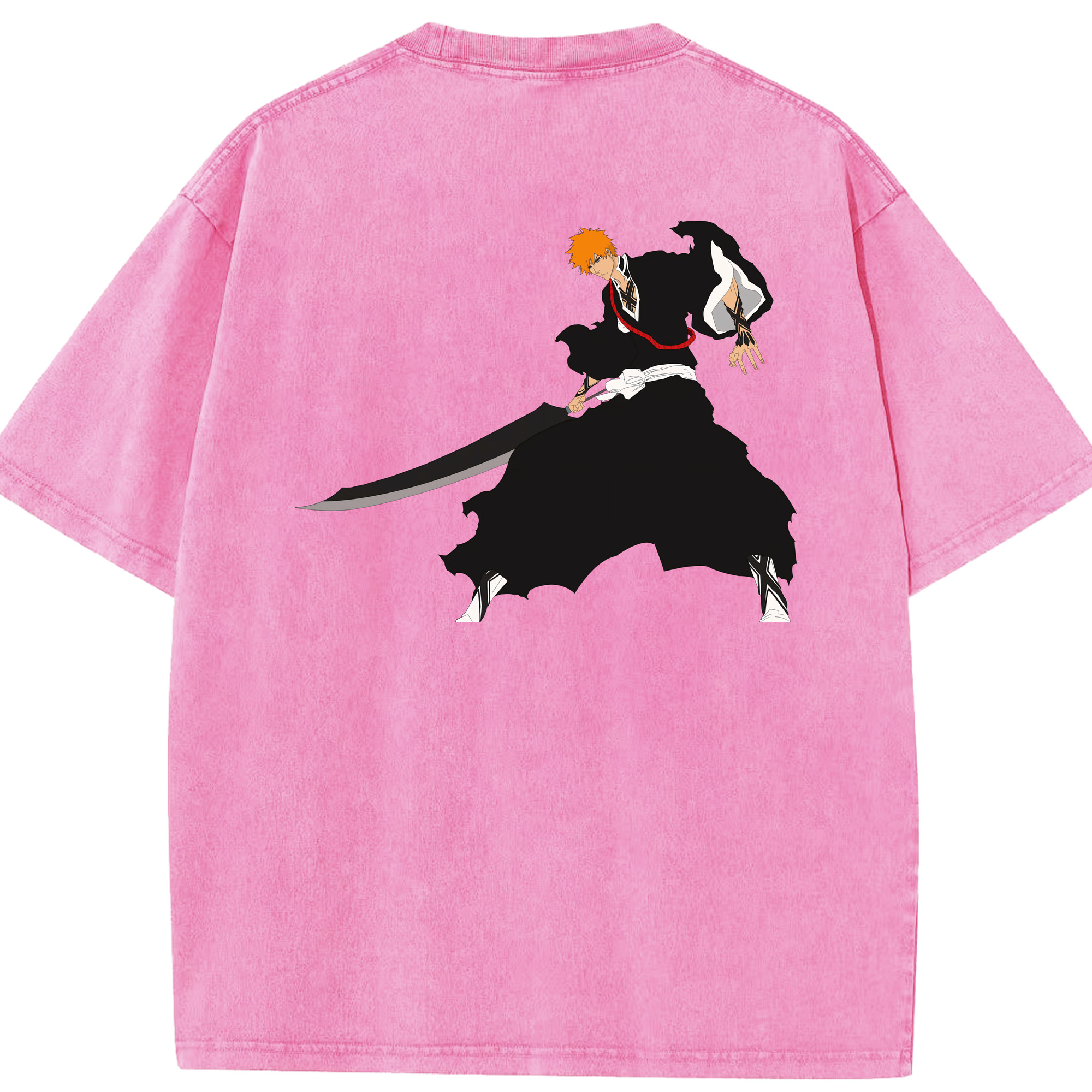 （画像用） ブリーチ 黒崎一護（くろさき いちご）BLEACH Kurosaki Ichigo 綿100% ヴィンテージ風 半袖Tシャツ（背面プリント）